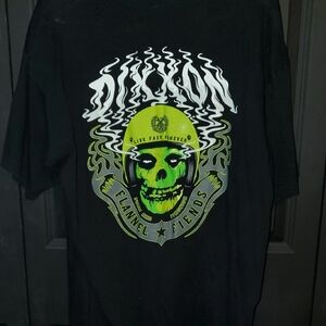 DIXXON Black Tee with Neon Green Skull Graphic
